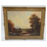 1153	OIL PAINTING ON CANVAS, LANDSCAPE, SIGNED A SPENCER APPROXIMATELY 31 IN X 26 IN OVERALL
