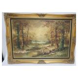 1154	OIL PAINTING ON CANVAS, LANDSCAPE, SIGNED R BULIN APPROXIMATELY 43 IN X 31 IN OVERALL