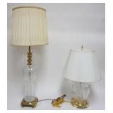 1165	2 CRYSTAL TABLE LAMPS WITH BRASS BASES, TALLEST APPROXIMATELY 37 IN H , 1 MARKED CRESENT