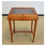 1200	MAHOGANY SLANT FRONT LIFT TOP, FLOOR STANDING DISPLAY CASE, APPROXIMATELY 26 IN X 18 IN X 35 IN
