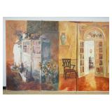 1205	OIL PAINTING ON CANVAS, 3 PART MURAL WALL TRYPTICH, EACH PANEL APPROXIMATELY 48 IN X 96 IN