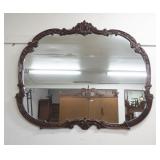 1218A	HANGING MIRROR IN ORNATE CARVED MAHOGANY FRAME, APPROXIMATELY 30 IN X 41 IN H