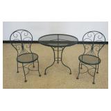 1234	IRON 3 PIECE PATIO/SUN ROOM SET INCLUDING TABLE WITH 2 CHAIRS, TABLE APPROXIMATELY 30 IN X 30 I
