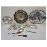 1013	GROUP OF ASSORTED SILVERPLATE INCLUDING STERLING SILVER HANDLE PIECES