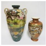 1046	ASIAN POTTERY VASES INCLUDING SATSUMA, LARGEST APPROXIMATELY 19 IN HIGH