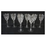 1053	8 ELEGANT ETCHED GLASS GOBLETS, EACH APPROXIMATELY 9 IN