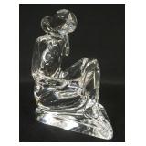 1059	BACCARAT CRYSTAL FIGURE OF WOMAN SEATED READING A BOOK, APPROXIMATELY 6 IN X 4 IN X 6 IN HIGH