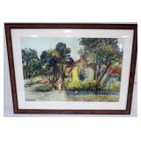 1071	FRAMED AND MATTED ARTIST SIGNED ABSTRACT PRINT OF STREET SCENE, APPROXIMATELY 45 IN X 34 IN OVE