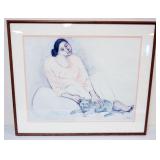 1075	R C GORMAN *STUDY OF VIRGINIAS KITTY*, ARTIST SIGNED AND NUMBERED, FRAMED AND MATT, APPROXIMATE