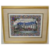 1080	GILT FRAMED PORCELAIN PLAQUE OF CASTLE BY FRENCH ARTIST JEAN GRADASSI, APPROXIMATELY 17  IN X 1
