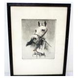 1091	R H PALENSKI FRAMED HORSE PRINT, ARTIST SIGNED *GREY HOUND THE WORLDS CHAMPION TROTTER*, APPROX