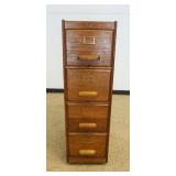 1096	UTILITY OAK 4 DRAWER FILE CABINET WITH PANELED SIDES, APPROXIMATELY 16 IN X 27 IN X 53 IN H