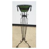 1100	ORNATE WROUGHT METAL PLANT STAND WITH METAL PLANTER, APPROXIMATELY 11 IN X 43 IN H