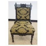 1103	VICTORIAN UPHOLSTERED PARLOR CHAIR IN EBONIZED FINISH