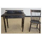 1108	ANTIQUE COTTAGE PAINT DECORATED 1 DRAWER STAND WITH MATCHING CHAIR, STAND APPROXIMATELY 16 IN X
