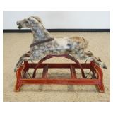 1113	VICTORIAN CHILDS WOOD HORSE GLIDER, 1 GLASS EYE MISSING, APPROXIMATELY 39 IN X 15 IN X 31 IN H