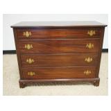 1116	SOLID MAHOGANY 4 DRAWER CHEST ON BRACKET FEET, APPROXIMATELY 46 IN X 21 IN X 35 IN HIGH