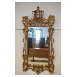 LABARGE ORNATE GILT WOOD HANGING MIRROR WITH PAGODA TOP, APPROXIMATELY31 IN X 64 IN