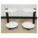 1122	PAIR OF MODERN STYLE LAMP STAND ON CASTERS, EACH APPROXIMATELY 17 IN X 16 IN X 25 IN H