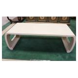1125	MODERN STYLE TEXTURED WRAPPED COFFEE TABLE, APPROXIMATELY 48 IN X 18 IN X 16 IN H