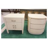 1126	2 TEXTURED FINISHED BED SIDE STAND, 1 WITH 3 DRAWERS AND 1 WITH 2 DOORS UNDER 1 DRAWER, SOME WE