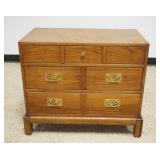 1133	WALNUT 3 DRAWER CHEST WITH BRASS PULLS, ASIAN STYLE, APPROXIMATELY 32 IN X 18 IN X 26 IN H