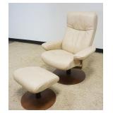 1136	PALLISER MODERN STYLE LEATHER SWIVEL RECLINER WITH FOOT STOOL, CHAIR APPROXIMATELY 32 IN X 28 I