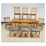 1137	DANISH MODERN EXTENSION TABLE AND 8 CHAIRS, TABLE APPROXIMATELY 40 IN X 71 IN X 30 IN CLOSED, O