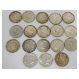 1180	18 SILVER HALF DOLLARS, 1964 AND EARLIER