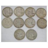 1182	10 FRANKLIN HALF DOLLARS