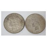 1194	1880 MORGAN AND 1923 PEACE SILVER DOLLARS