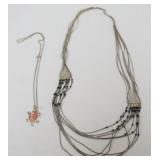 1207	2 STERLING SILVER NECKLACES, 1.21 OZT INCLUDING STONES