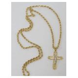 1215	14K CROSS NECKLACE, 7.89 DWT, APPROXIMATELY 20 IN L