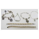 1225	6 ASSORTED LADIES BRACELETS, INCLUDING 1 PANDORA WITH 1 CHARM