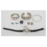 1233	GENEVA CUFF WATCH, PRINCESS CUFF WATCH, NOVELA WATCH, STERLING SILVER HIGH SCHOOL RING, EARRING