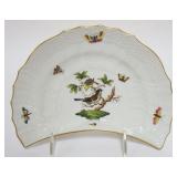 1004	HEREND ROTHSCHILD CRESENT SHAPED DISH, APPROXIMATELY 8 1/2 IN X 6 IN