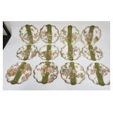 1021	12 DOULTON BURSLEM SCALLOPED EGDE PLATES W/IMAGES OF FLOWERS, EACH APPROXIMATELY 9 IN