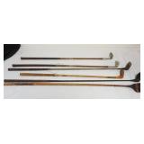 1035	GROUP OF ASSORTED VINTAGE WOOD SHAFT GOLF CLUBS