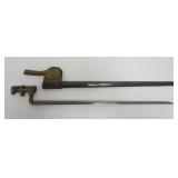 1056	ANTIQUE BAYONET MARKED US ON SCABBARD, POSSIBLY FOR SPRINGFIELD RIFLE, APPROXIMATELY 21 IN LONG