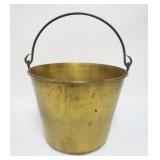 1066	ANTIQUE BRASS JELLY BUCKET W/HAND FORGED IRON HANDLE, APPROXIMATELY 13 IN X 10 IN HIGH