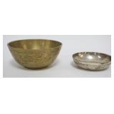 1094	PERSIAN COIN BOWL & TOOLED BRASS BOWL, LARGEST APPROXIMATELY 2 IN X 5 IN