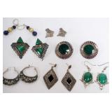 1160	7 PAIRS OF STERLING SILVER EARRINGS, APPROXIMATELY 2.03 TOZ INCLUDING STONES