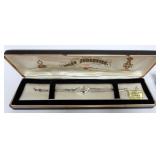 1166	JULES JURGENSEN 14K WHITE GOLD AND 4 DIAMOND BRENDA LADIES WATCH IN ORIGNAL PACKAGING, 9.7DWT