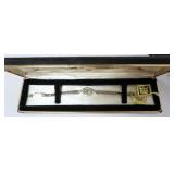 JULES JURGENSEN 14K WHITE GOLD AND 10 DIAMOND COUNTESS LADIES WATCH IN ORIGNAL PACKAGING, 10.4DWT