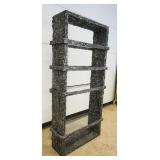 1182	BRUTALIST ADRIAN PEARSALL TEXTURED MID CENTURY MODERN BOOK SHELF WITH INSET GLASS SHELVES, APPR