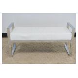 1184	CHROME MODERN STYLE WINDOW BENCH WITH LEATHER SEAT, LEATHER WORN, APPROXIMATELY 41 IN X 15 IN X