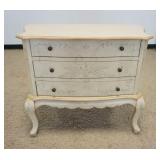 1218	BALLARD DESIGNS IVORY FINISHED 3 DRAWER CHEST WITH VINE AND PLANT ACCENTS, APPROXIMATELY 30 IN 