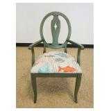 1227	ETHAN ALLEN COUNTRY COLOR GREEN FINISHED ARM CHAIR, APPROXIMATELY 24 IN X 20 IN X 40 IN H