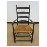 1234	ETHAN ALLEN SHAKER STYLE LADDER BACK ARM CHAIR WITH RUSH SEAT