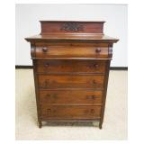 1255	ANTIQUE OAK 5 DRAWER CHEST, APPROXIMATELY 36 IN X 20 IN X 52 IN H